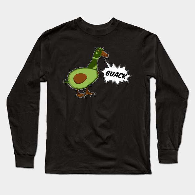 Guack! It's an Avocado Duck! Long Sleeve T-Shirt by DigitalCleo